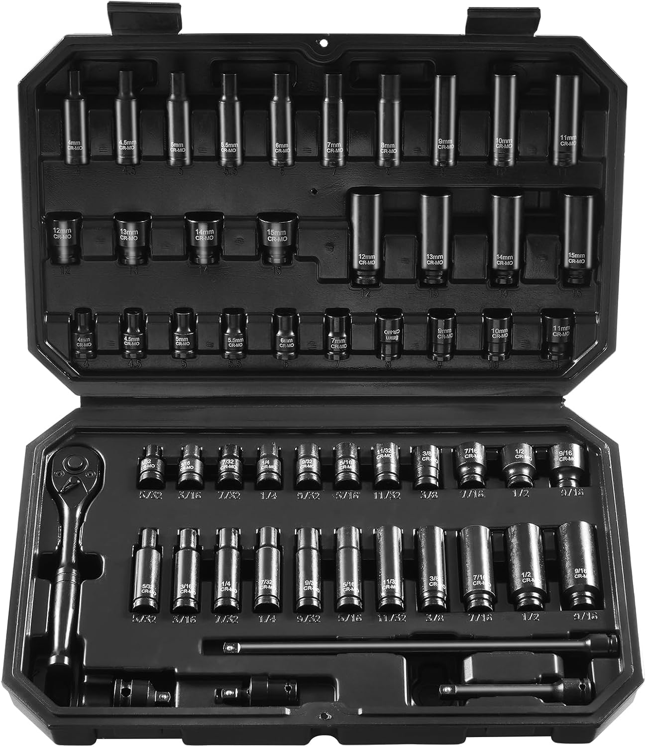 VEVOR Impact Socket Set 3/4 Inches 29 Piece Impact Sockets, 6-Point Sockets, Rugged Construction, CR-M0, 3/4 Inches Drive Socket Set Impact SAE 3/4 inch - 2-1/2 inch, with a Storage Cage
