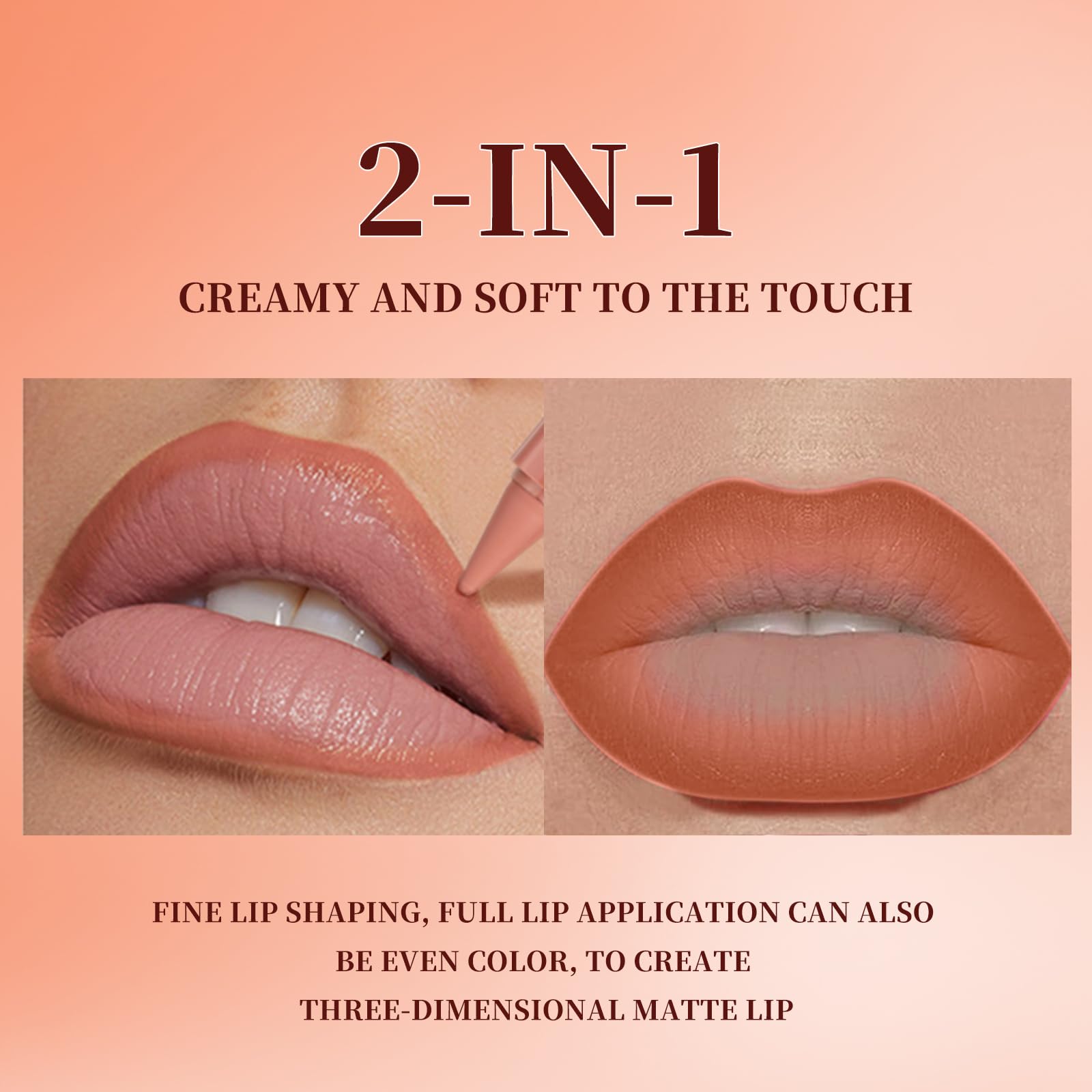 Jolilab 6PCS Lip Liner Lipstick Mini Set, Gradient Matte Nude Velvet Lip Liner Pencil High Pigmented Long Lasting Natural Smooth Lip Makeup Easy-to-Use Crayon Form and Cone Tip