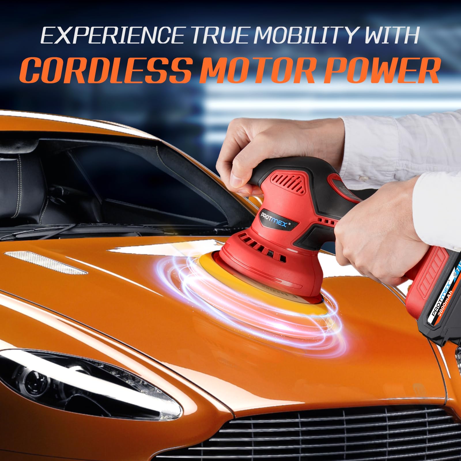 Cordless Car Buffer Polisher w/ 2x2000mAh 21V Batteries, 6 Inch Car buffer Waxer Kit, Car Polishing Machine w/ Extra 18 PCS Attachments & 6 Variable Speed, Car Buffer Polisher for Car Detailing