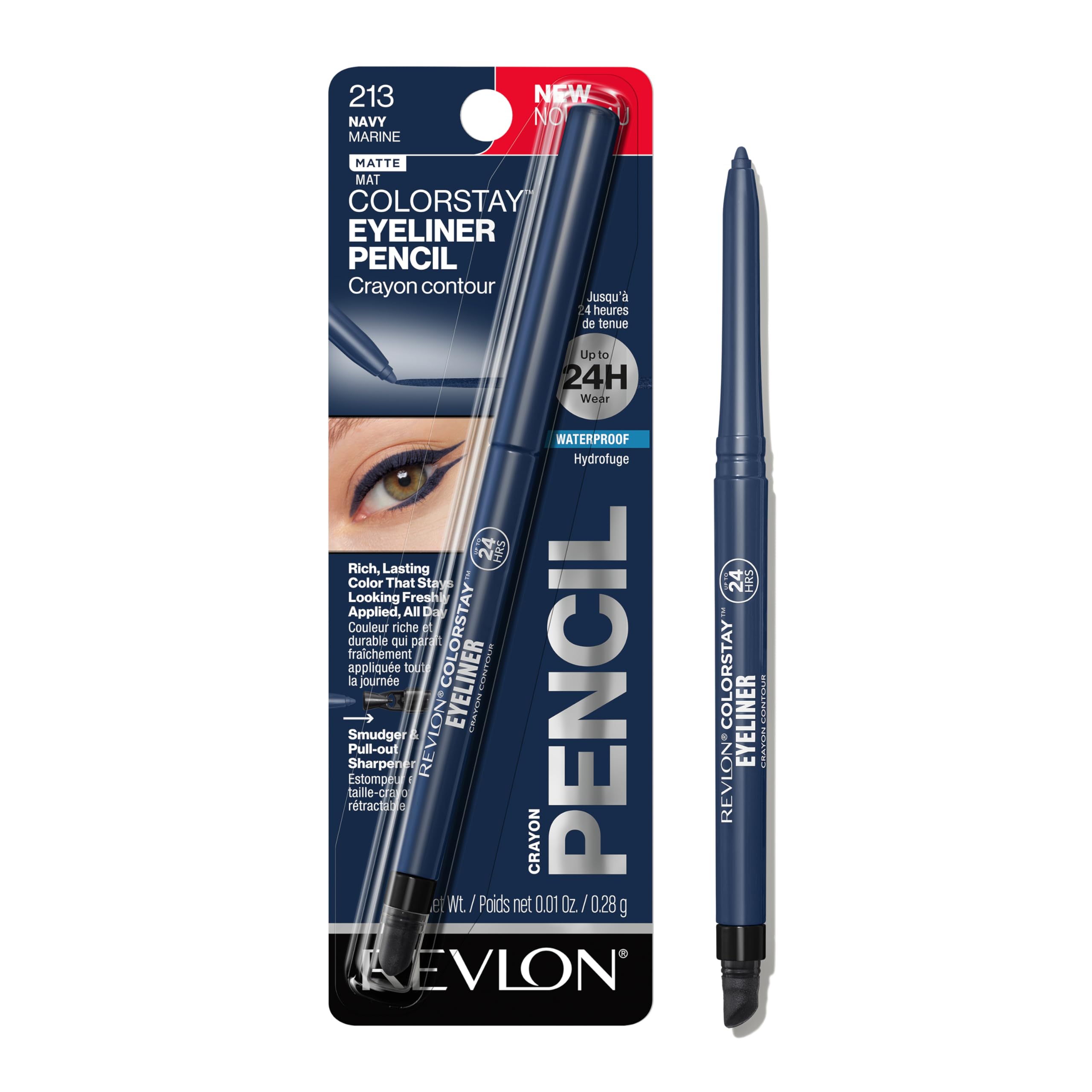 Revlon ColorStay Pencil Waterproof Eyeliner, Smudge-Proof, Eye Makeup with Built-In Sharpener, 202 Black Brown, 0.01 oz