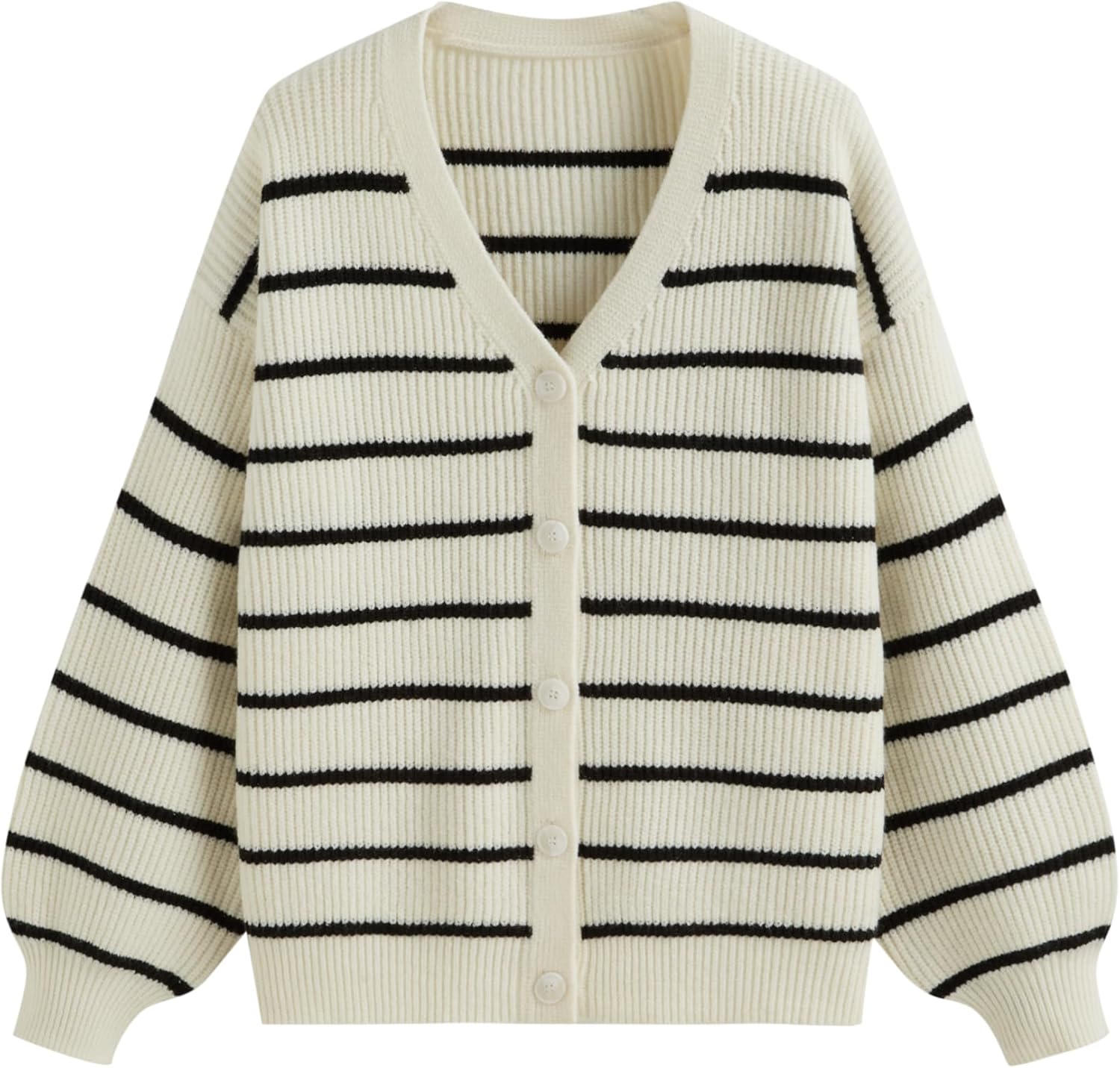 CIDER Women's Striped Knit Cardigan Button Down V Neck Fall Fashion Casual Sweater
