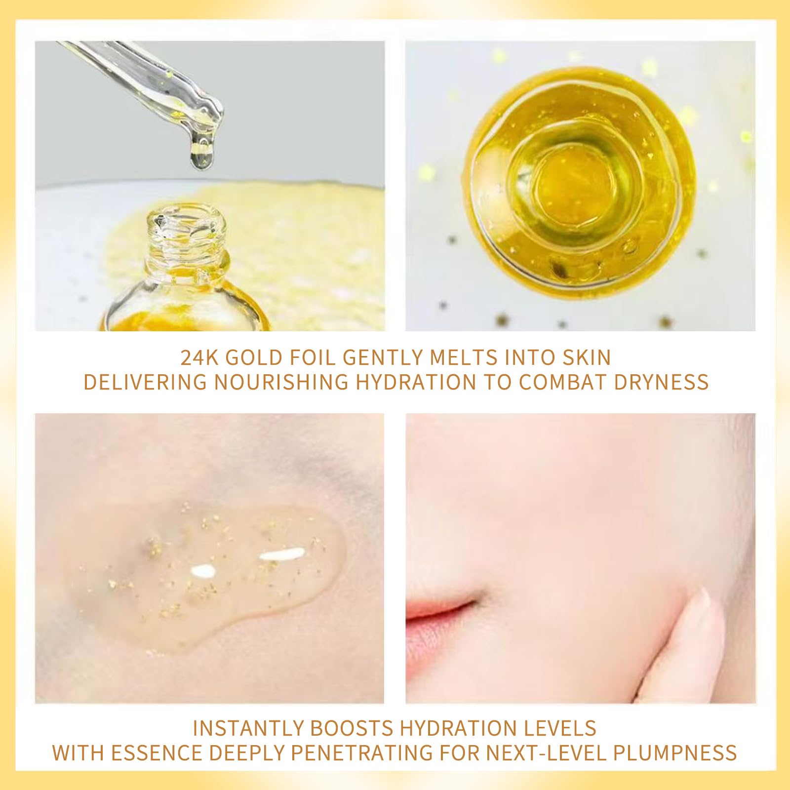 BLUE LOVE 24K Gold Foil Hyaluronic Acid Serum for Women & Man - Anti-Aging Essence for Deep Moisturization and Dark Spot Reduction - Radiant Skin Care Solution, 3.38 fl oz