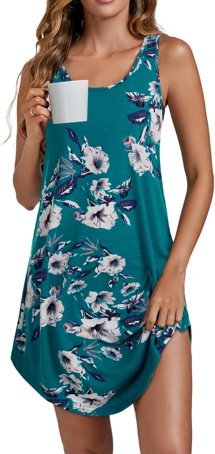 Vrtige Women's Tank Nightgown Sleeveless Sleepwear Scoop Neck Full Slip Chemise Nightdress