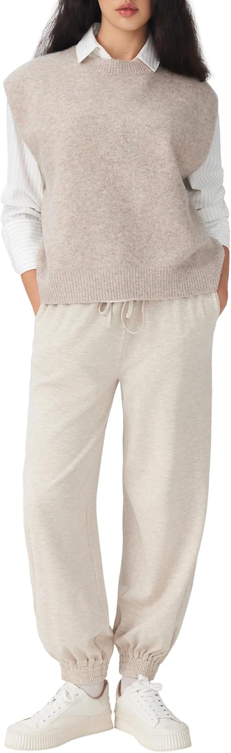 CIDER Women's Knit Sweater Vest Loose Fit Sleeveless Round Neck Oversized Pullover Sweater