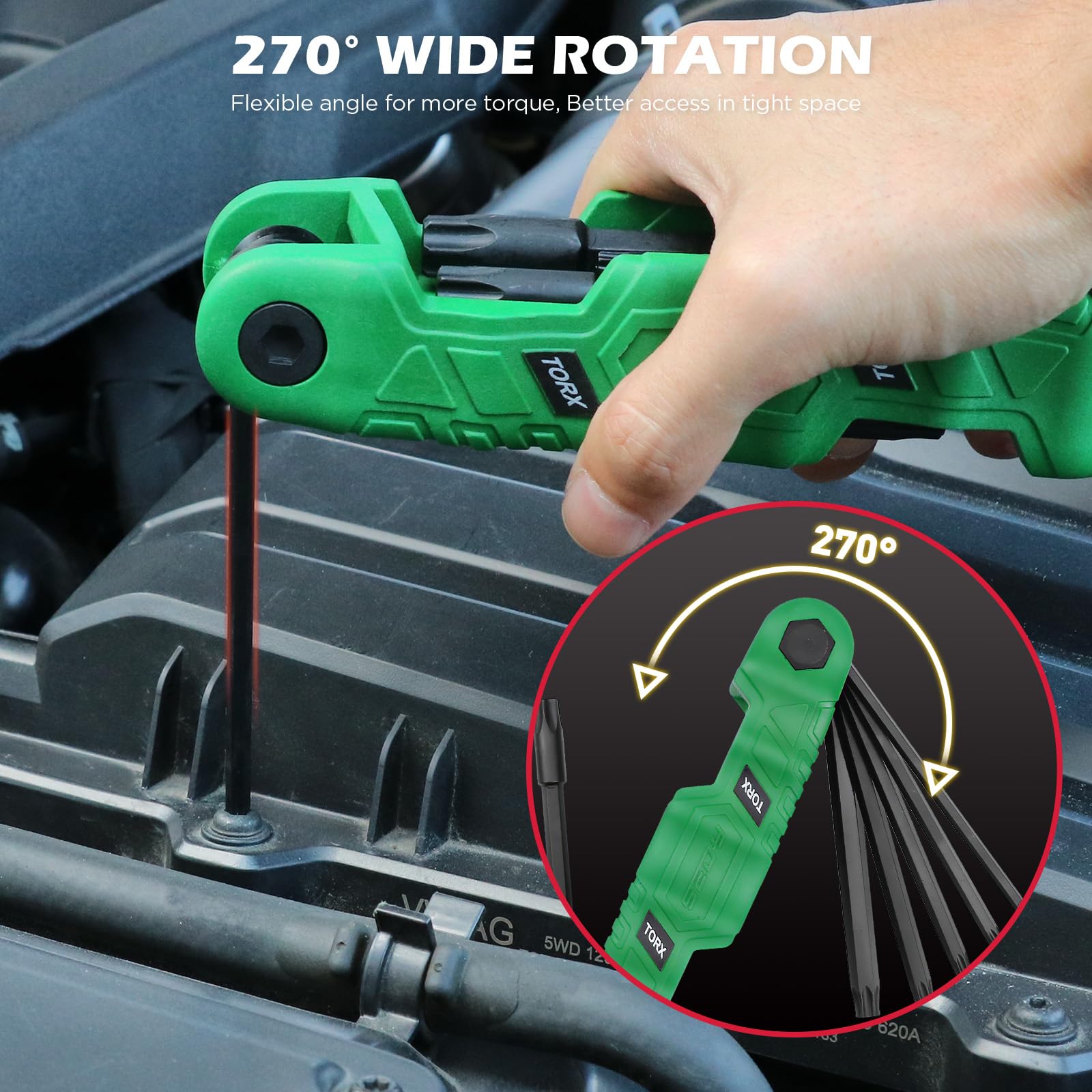 SEDY 32-Piece Hex Key Wrench Set, Metric and SAE Allen Wrenches (0.028-3/8 inch, 0.7-10 mm) L Shape Allen Keys, Chrome Vanadium Steelwith 2x Extension Handle