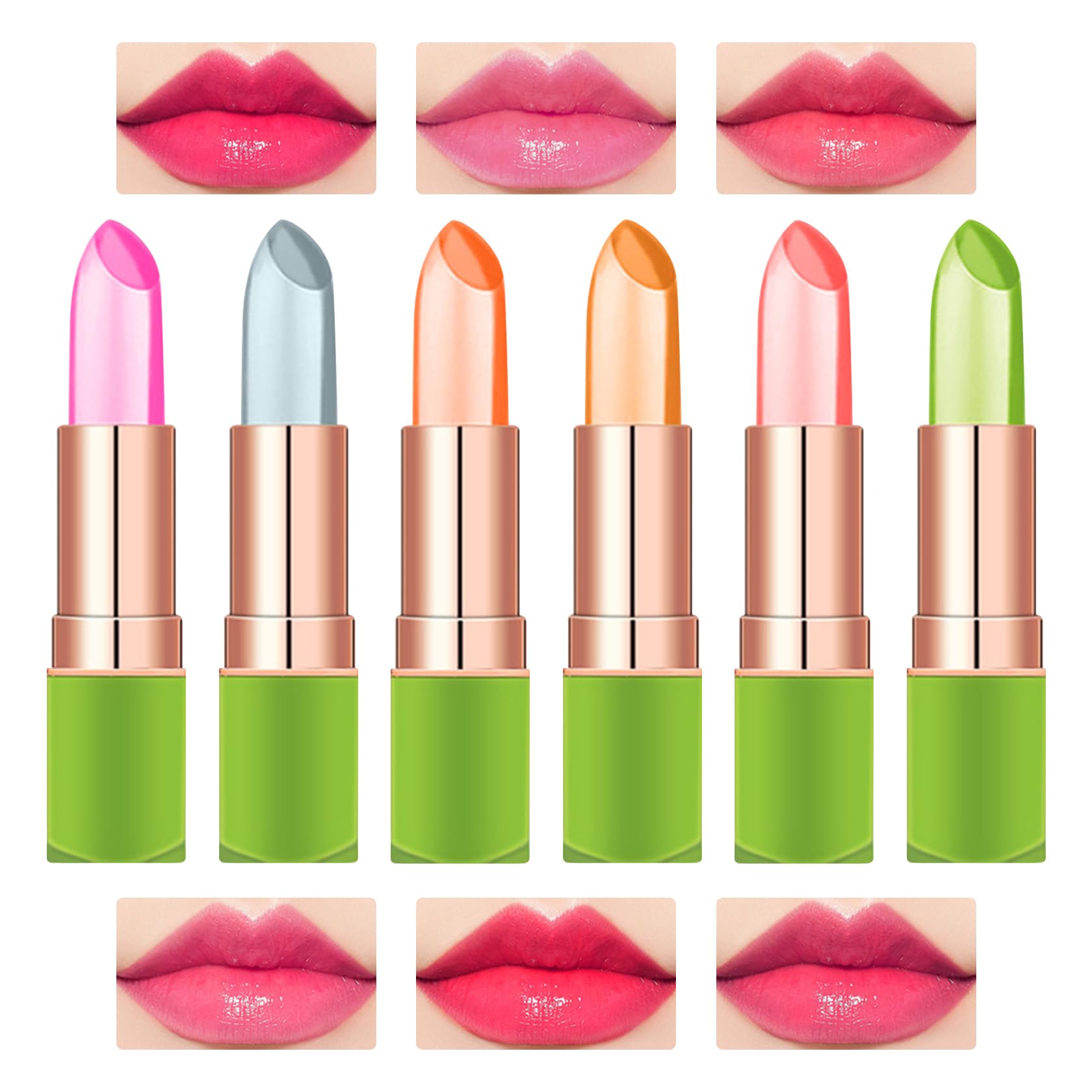 4 Pack Aloe Vera Lipstick,Long Wear Nourishing Lip stick,Waterproof Moisturizing Color Changing Lip Balm Lipstick,Lip Gloss,Magic Temp Color Change Matte Lip Gloss Makeup