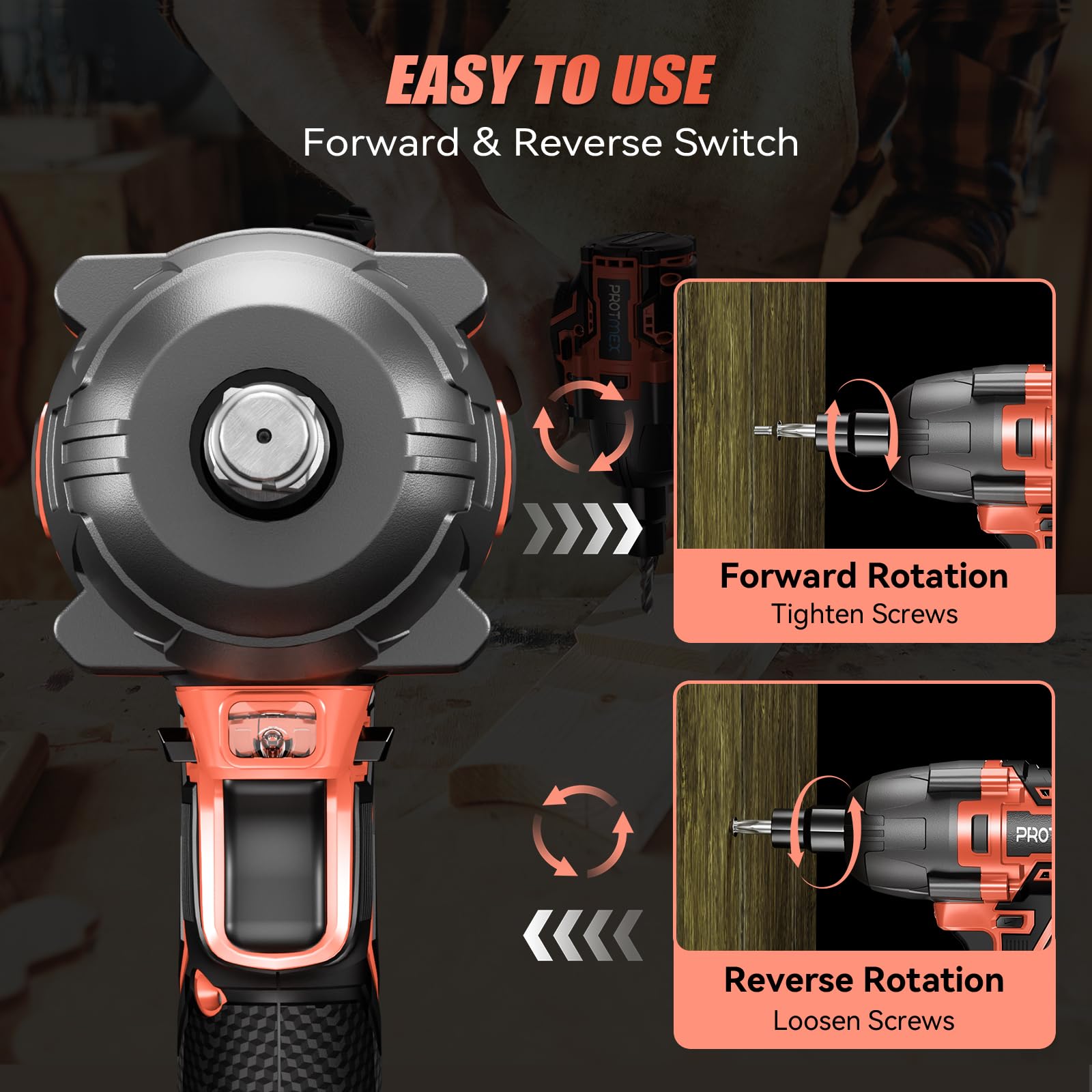 Cordless Impact Wrench, 900Ft-lbs (1200N.m) 1/2" Brushless Impact Gun, 21V High Torque Power Impact Driver, 2x4.0Ah Batteries Electric Impact Motor Variable Speeds for Family Car/Pickup Truck/Mower