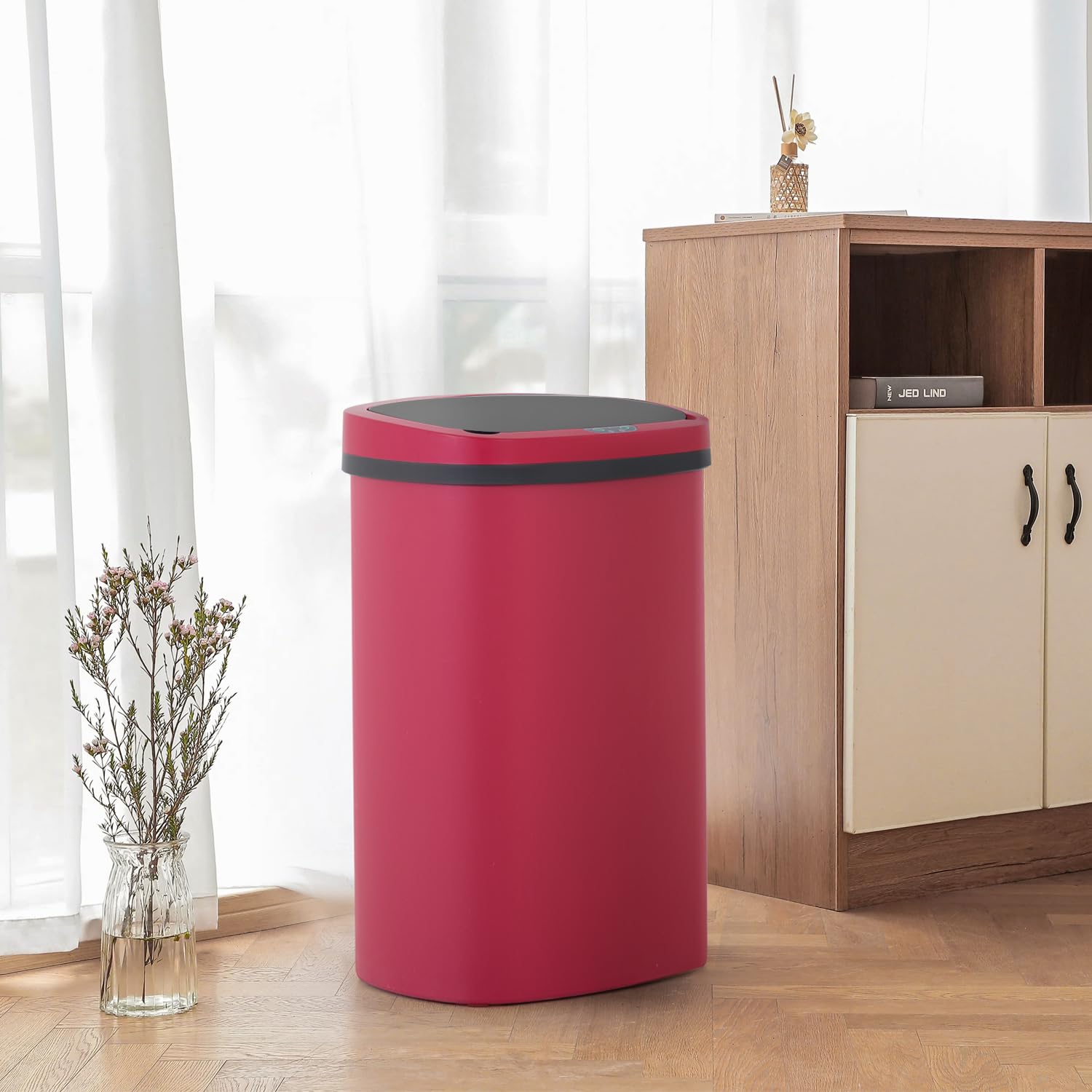 FDW Garbage Can 13 Gallon 50 Liter Kitchen Trash Can for Bathroom Bedroom Home Office Automatic Touch Free High-Capacity with Lid Waste Bin