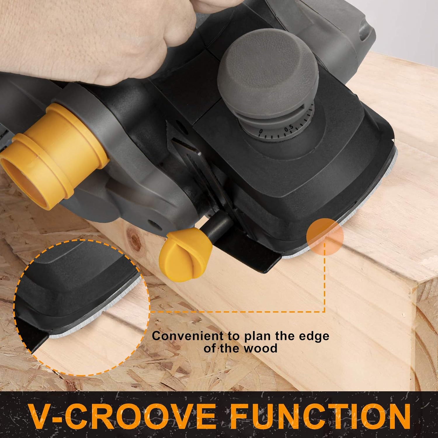 Jellas Electric Planer, 7.5-Amp 16500 Rpm Power Hand Planer, 3-1/4 Inch Cut Width, Dual-dust out System, Dual-handle Design, Blade Protector, 2 Reversible HSS Blades and 2 Carbon Brushes, EP01