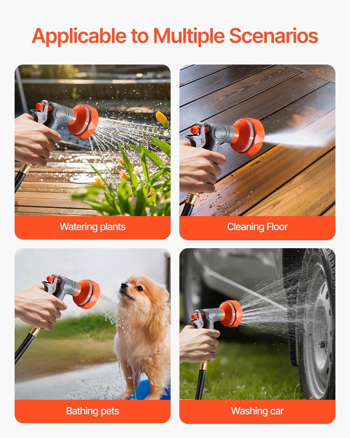 VEVOR Retractable Garden Hose Reel, 1/2 Inch x 84 ft Wall Mounted Heavy Duty Garden Hose Reel with 9 Patterns Nozzle, Any Length Lock, Upgraded Slow Return System and 180°Swivel Bracket