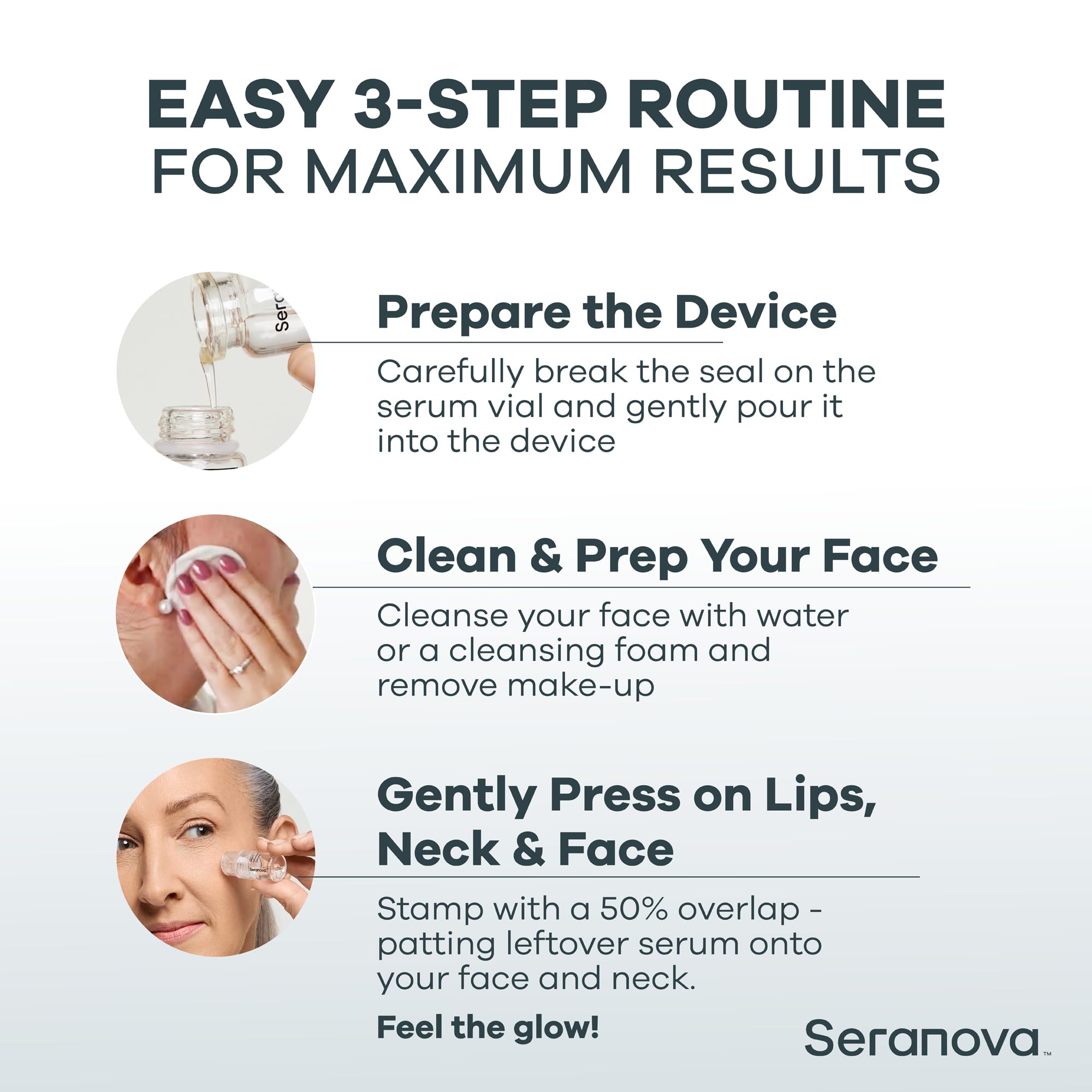 Seranova - Micro Infusion for Skin Care – with Collagen Peptides & Hyaluronic Acid, Face Serum and Stamp 0.05mm - 3 Month Supply