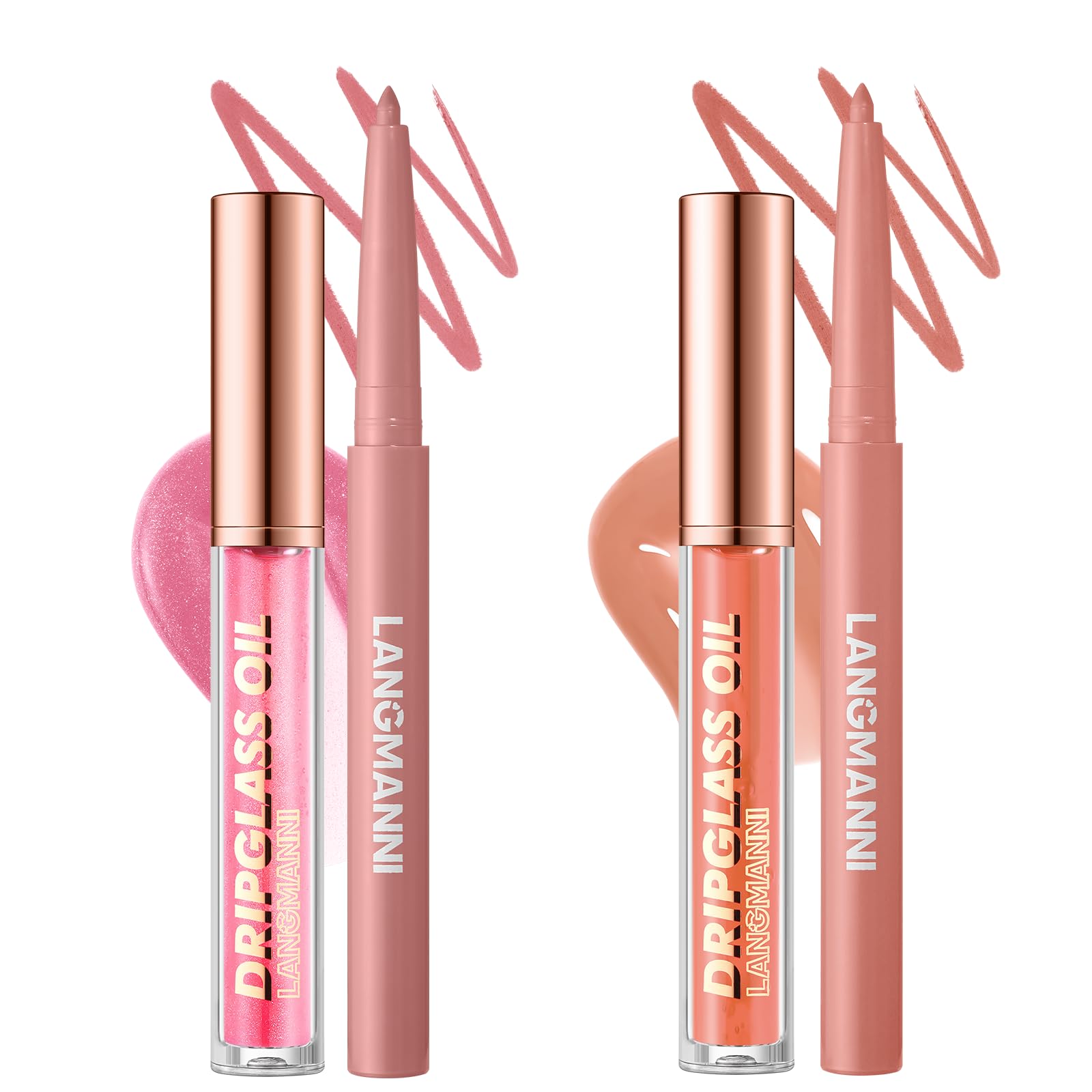 Jolilab Matte Lip Liner Lip Oil Set, Lip Makeup Set Natural Smooth Long-Lasting And Hydrating Beauty Daily Cosmetics Gift for Girls Easy-to-Use(12pcs)