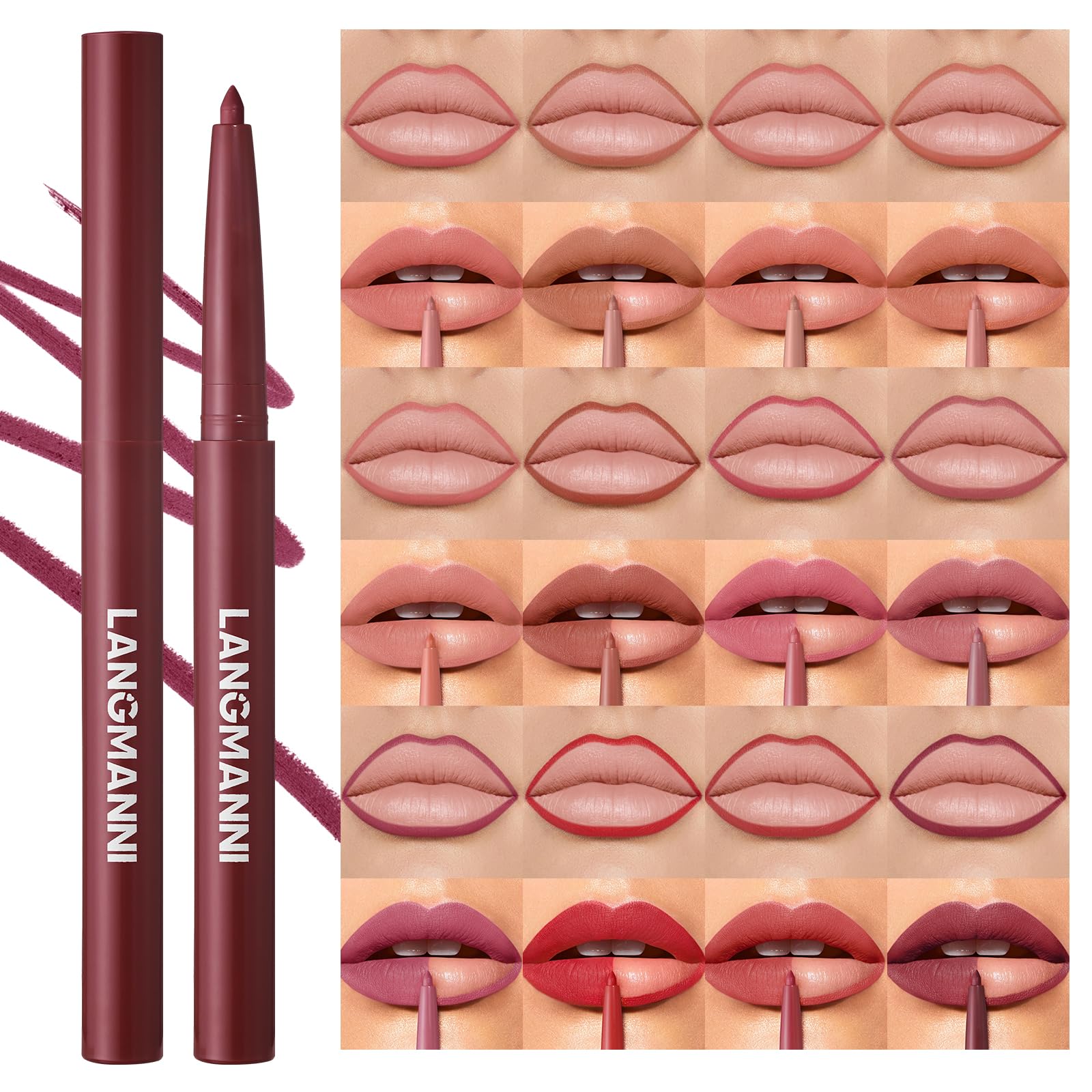 Jolilab Matte Lip Liner Lip Oil Set, Lip Makeup Set Natural Smooth Long-Lasting And Hydrating Beauty Daily Cosmetics Gift for Girls Easy-to-Use(12pcs)