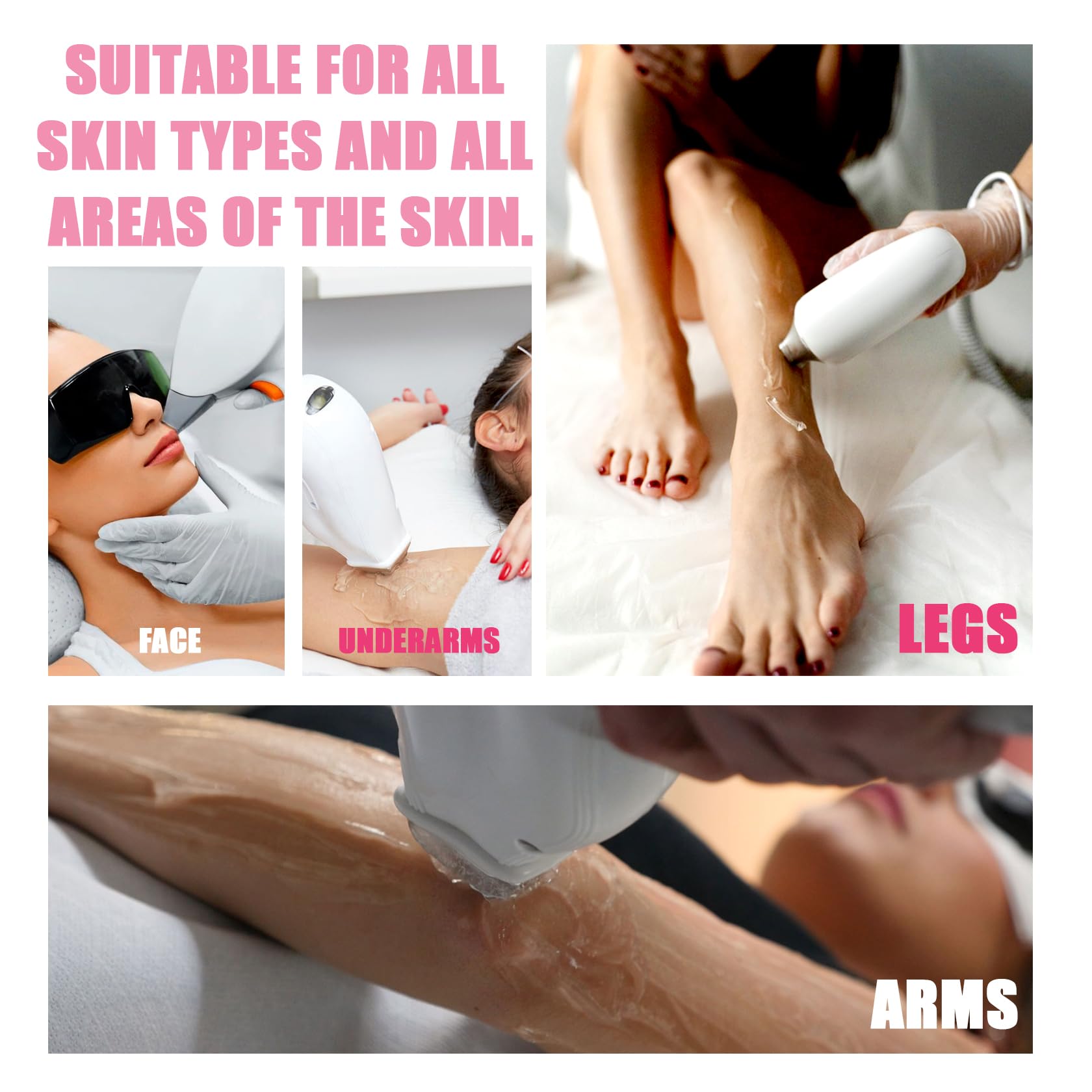 2PCS Cooling Gel for Lazer Hair Removal Device,Gentle Home Laser Hair Removal Cream for Women Men,Refreshing Moisturizing Body Face Gel 600ML