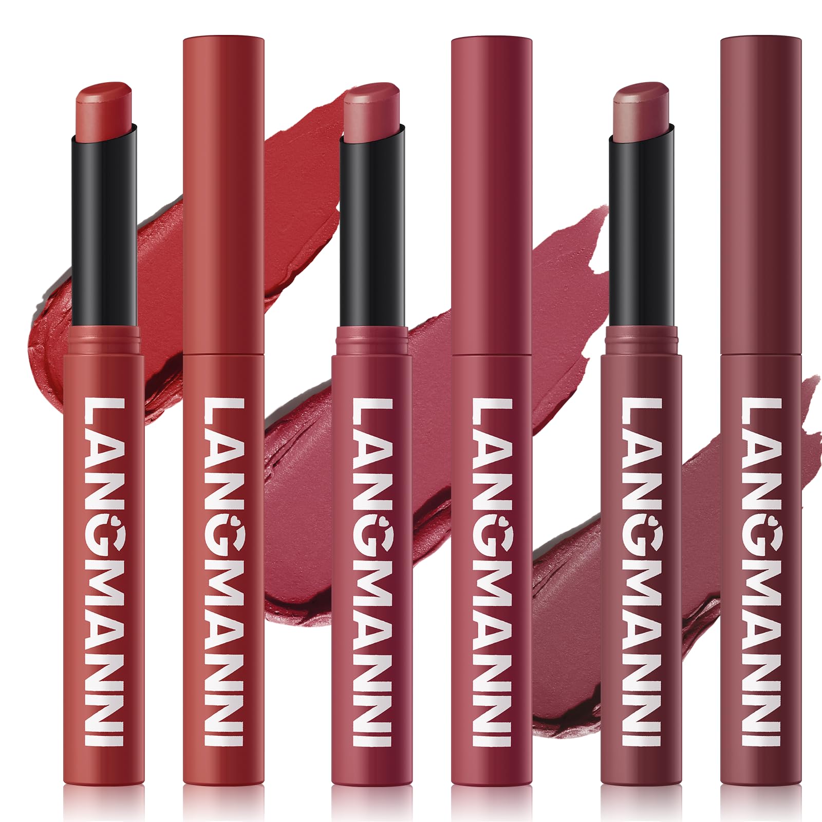 Jolilab 12Pcs Velvet Matte Lipstick Nude Matte Soft Dark Color Stick High Pigmented Long-Lasting Waterproof Lip Stick Lip Balm Beauty Cosmetics Gift for Girls and Women(01#-12#)