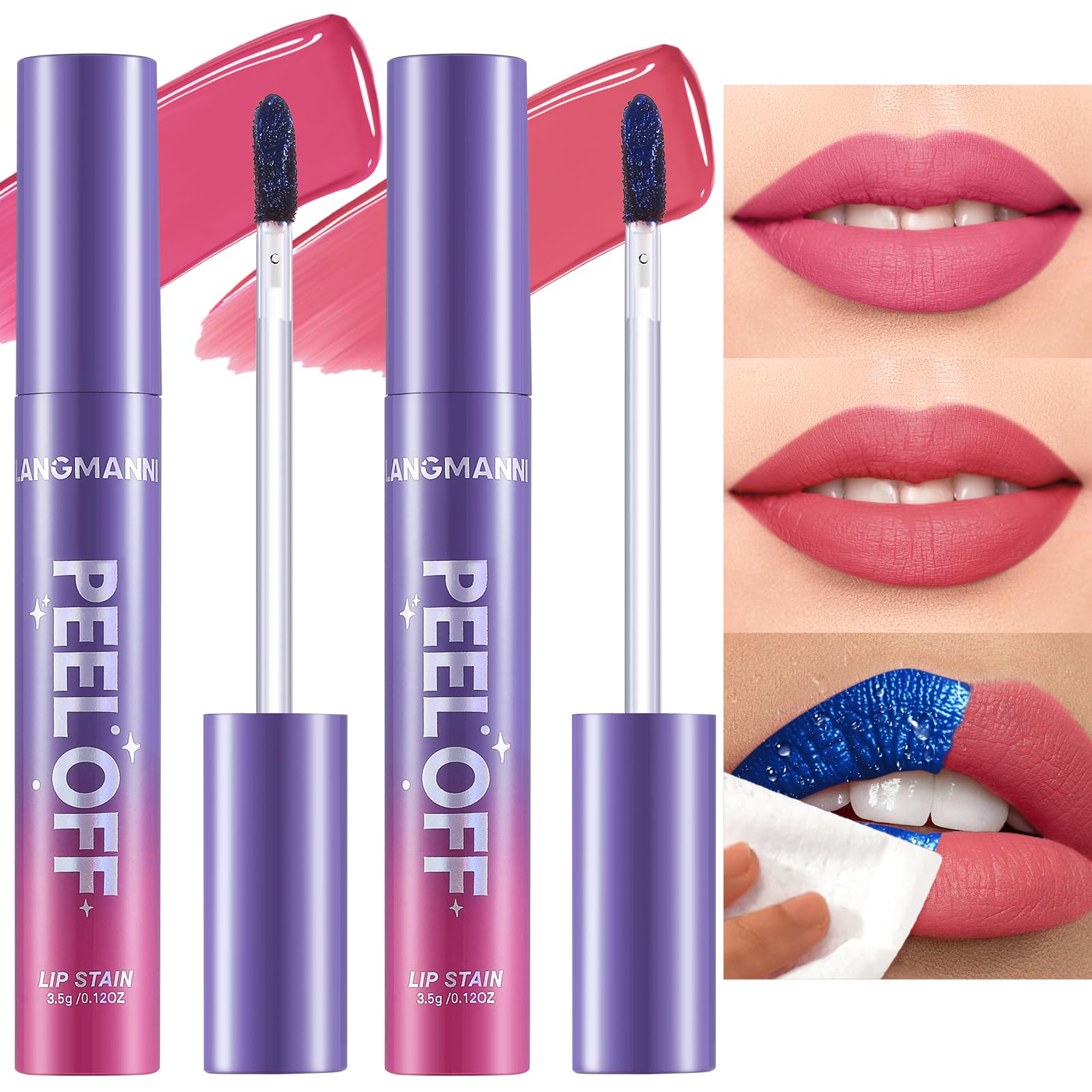 Jolilab Quick Lip Stain Peel Off,Wipe Off,Waterproof,Transfer proof,Highly Pigmented,Ultra Long Lasting Peel Off Lip Makeup With Matte finish for All-day Wear.(#03+04)