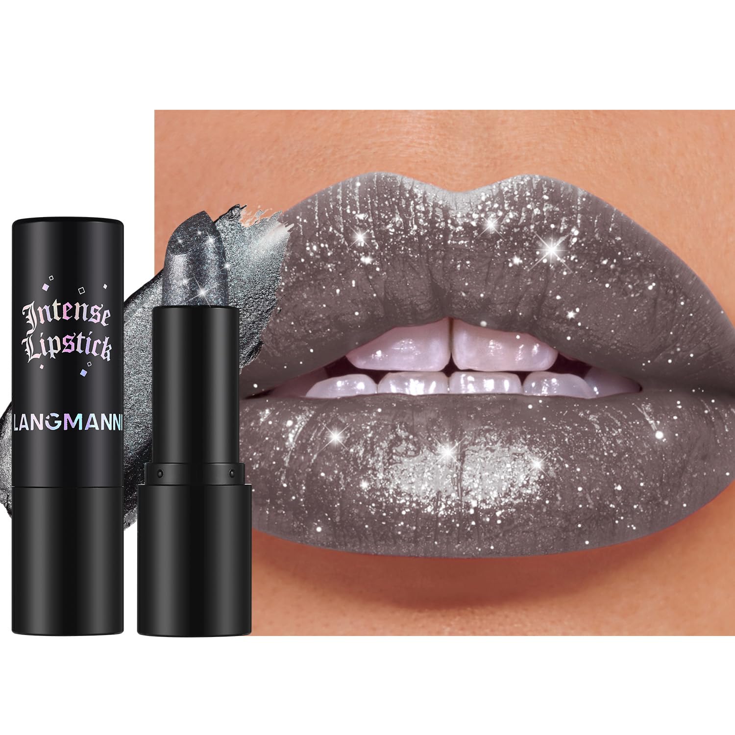 Jolilab Sparkling Lip Gloss, Long Lasting Waterproof Moisturizer Lip Balm Glitter Shimmer Metallic Lipstick, Diamond Shiny Bold Glow Goth Lipstick for Women Girls, Non-sticky (1, 07#)