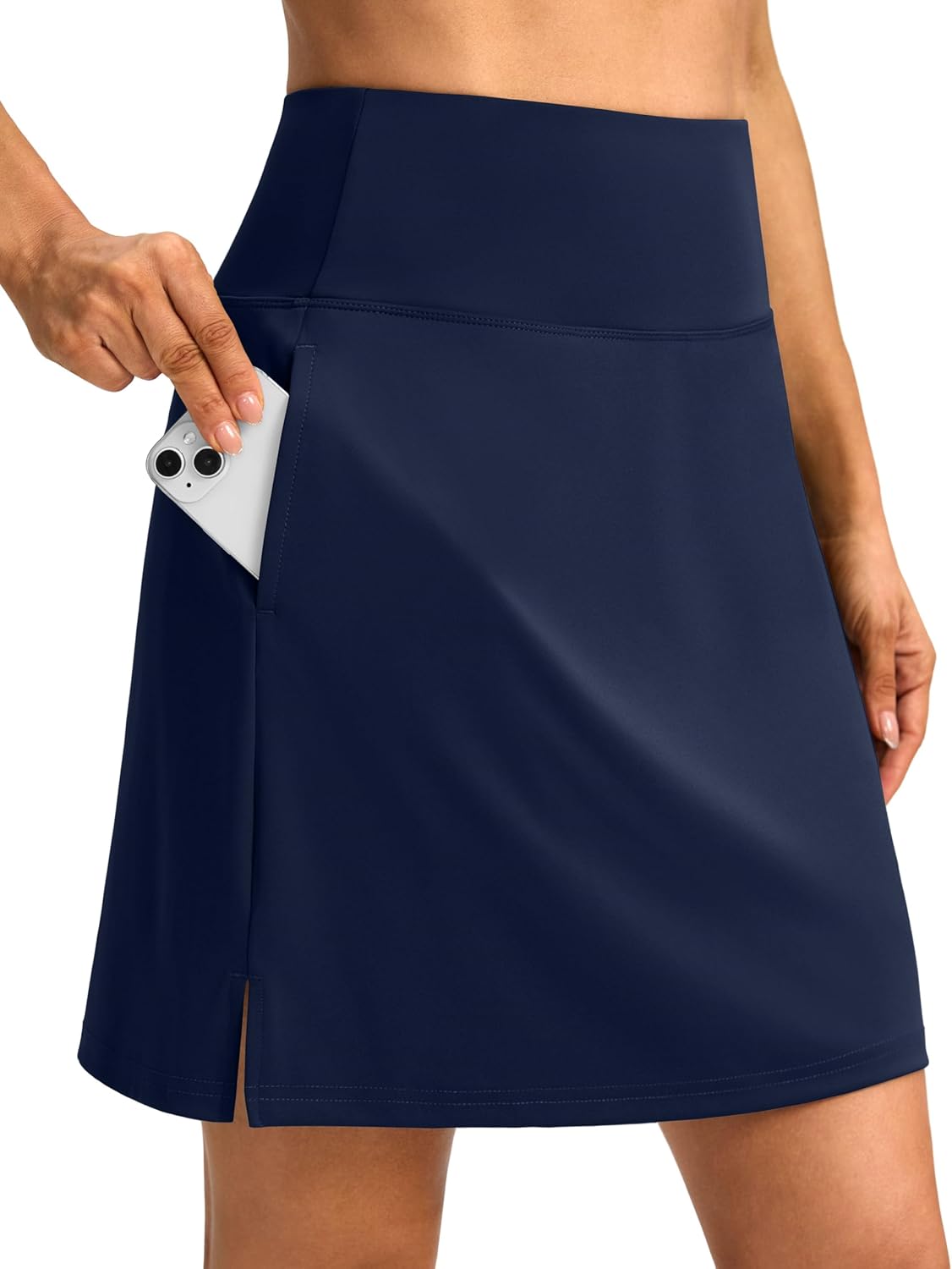 SANTINY 18" Skorts for Women 3 Pockets High Waist Long Athletic Tennis Skirt Golf Skort for Casual Summer Travel