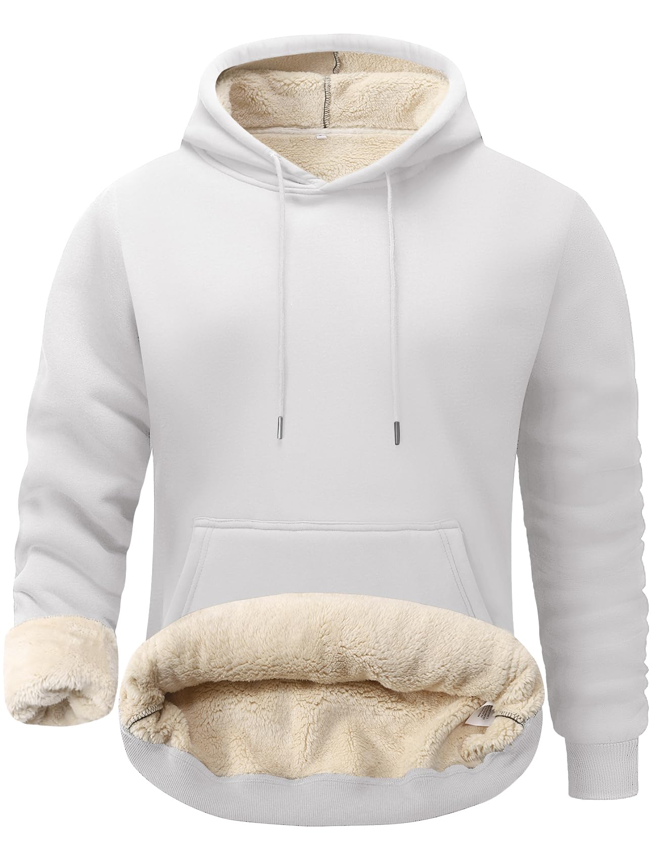 Flygo Men's Casual Fleece Sherpa Lined Hoodie Winter Warm Pullover Hooded Sweatshirt(Black-XL)