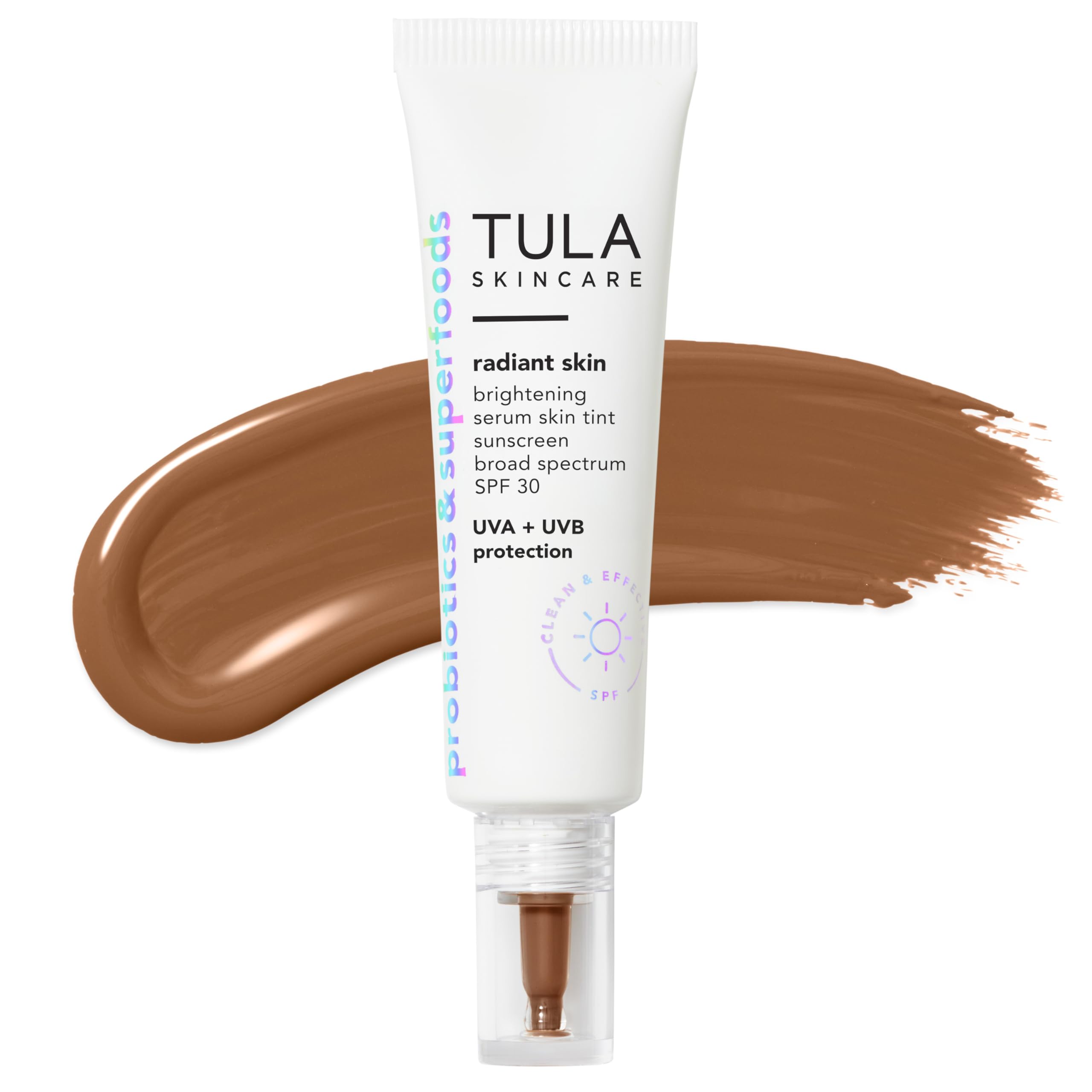 TULA Skin Care Radiant Skin Brightening Serum Skin Tint SPF | Facial Sunscreen Provides Broad Spectrum SPF 30 Protection, Tinted, Serum-Light Formula Brightens and Evens Skin | 1.0 fl. oz.