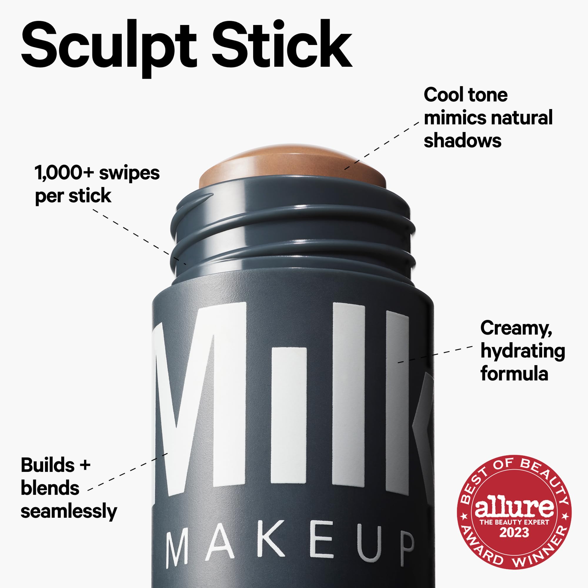 Milk Makeup Sculpt Stick – Cool-Toned Cream Contour Stick with Thyme Extract + Mango Butter – Hydrating, Buildable Formula Adds Depth + Dimension – Stoked (Medium), 0.19 oz