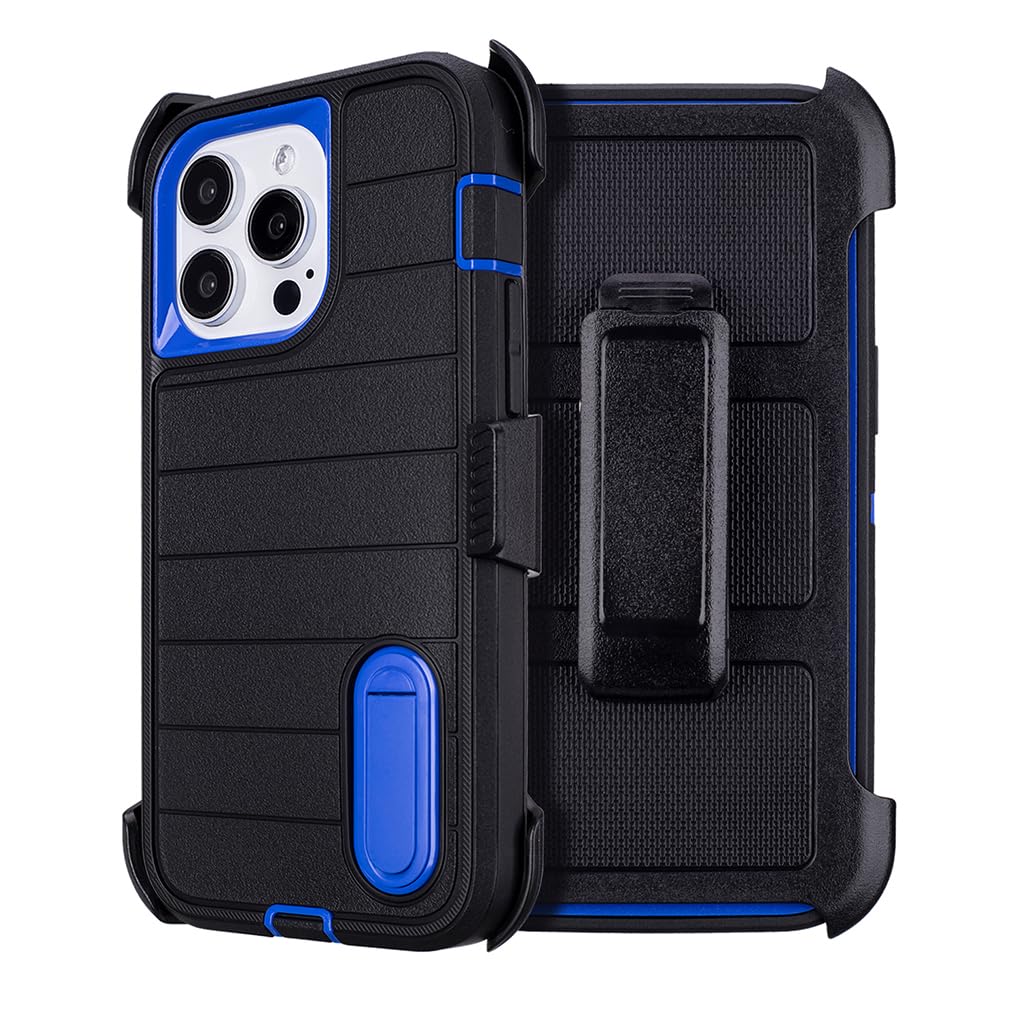 for Phone Case iPhone 13 Pro Max Case Black with Belt Clip Heavy Duty Holster for Shockproof Cases,3 Layers of Sturdy,Military Grade Defender Cover for iPhone 13 Pro Max Cases Black 6.7 Inch
