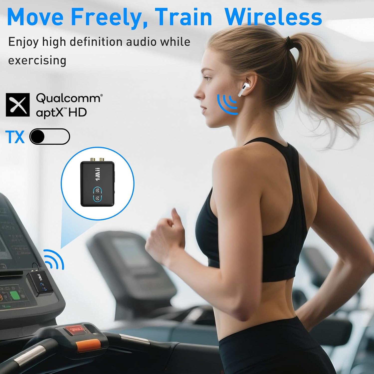 1Mii RCA Bluetooth 5.3 Adapter for TV, 3.5mm AUX Bluetooth Transmitter Receiver for 2 AirPods or Headphones, Home Stereo, Speakers, Projector, Treadmills, PC, with Volume Control, aptX Low Latency