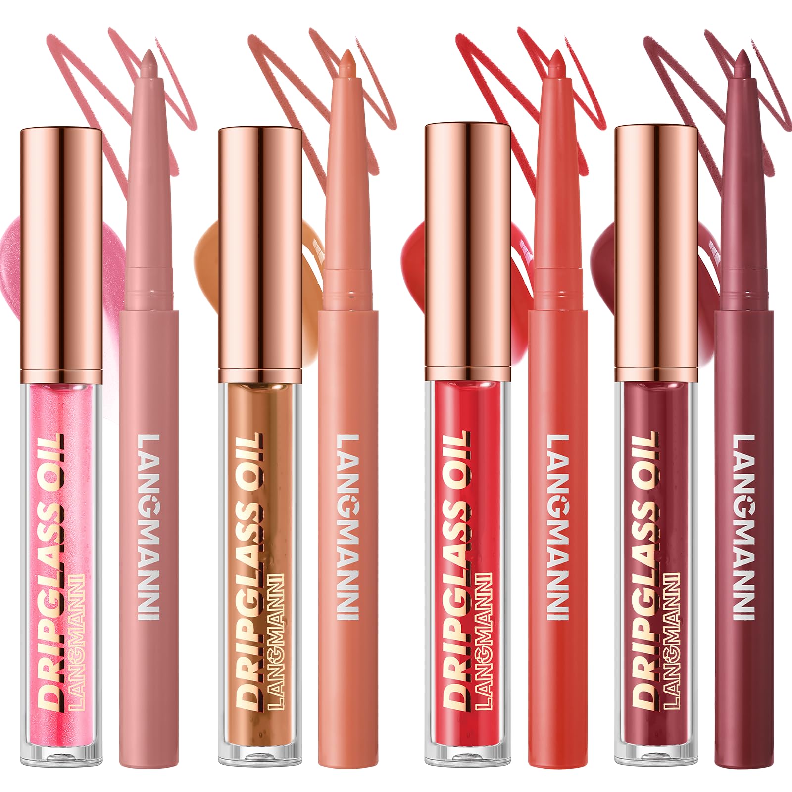 Jolilab Matte Lip Liner Lip Oil Set, Lip Makeup Set Natural Smooth Long-Lasting And Hydrating Beauty Daily Cosmetics Gift for Girls Easy-to-Use(12pcs)