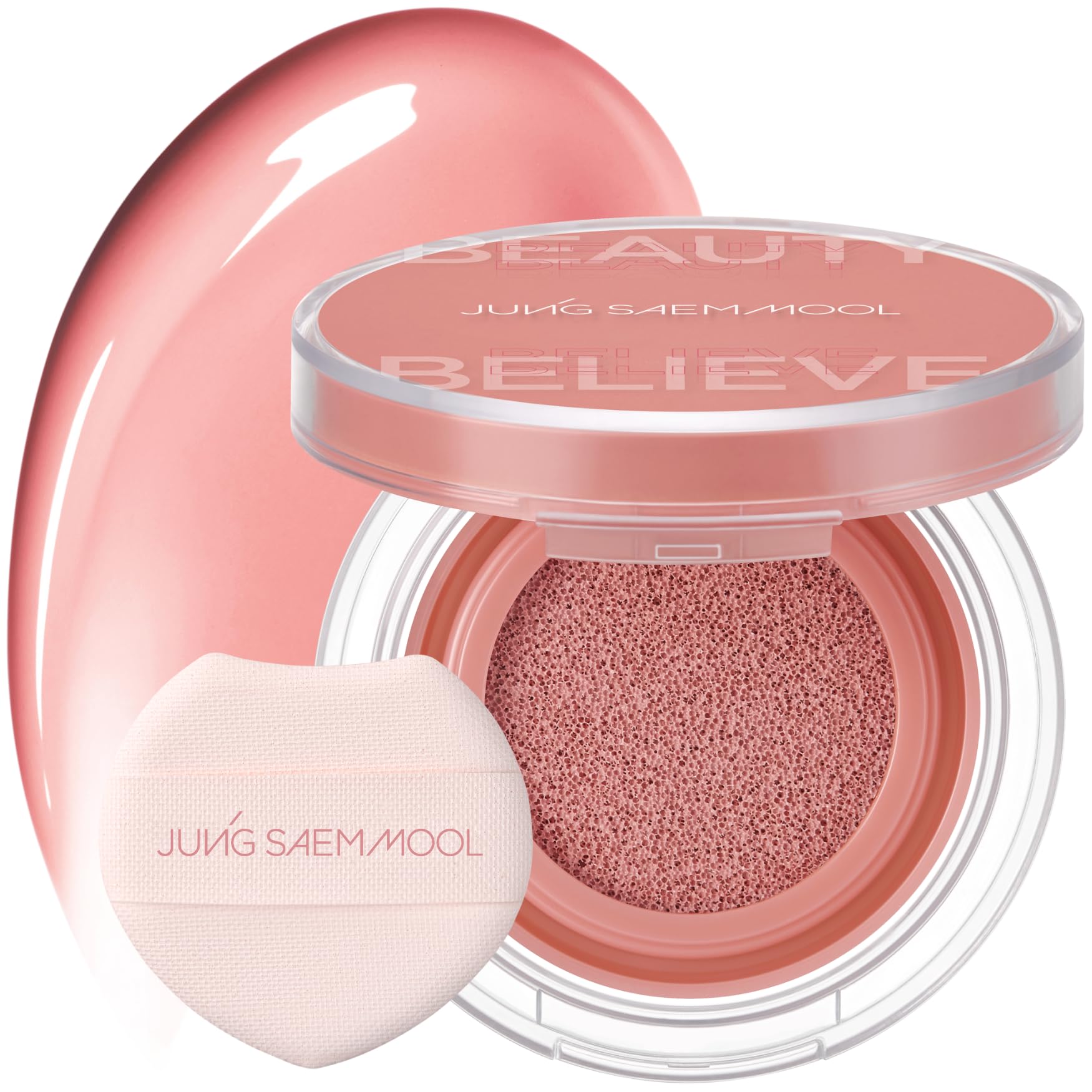 JUNGSAEMMOOL Artist Cushion Blush (Dewy Coral) | Easy to Blend, Lightweight, Hydrating Korean Makeup Cushion Blush for Dewy & Glowing Cheeks
