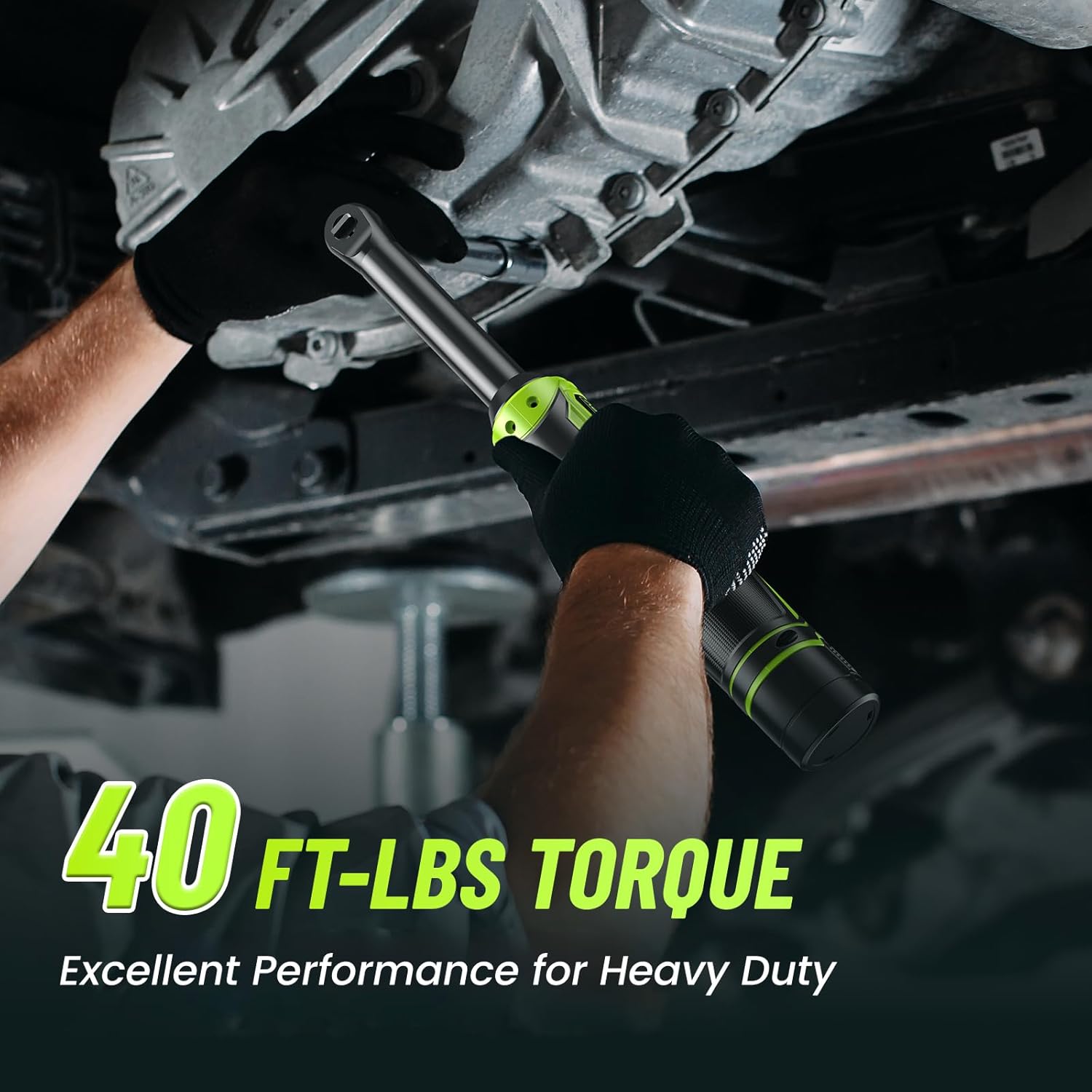 3/8" Cordless Ratchet Wrench, 6-inch Extended Ratchet Wrench, 40Ft-lbs 400RPM Cordless Ratchet, 2 Batteries Power Electric Ratchet Driver with Variable Speed, 7 Sockets, LED Light