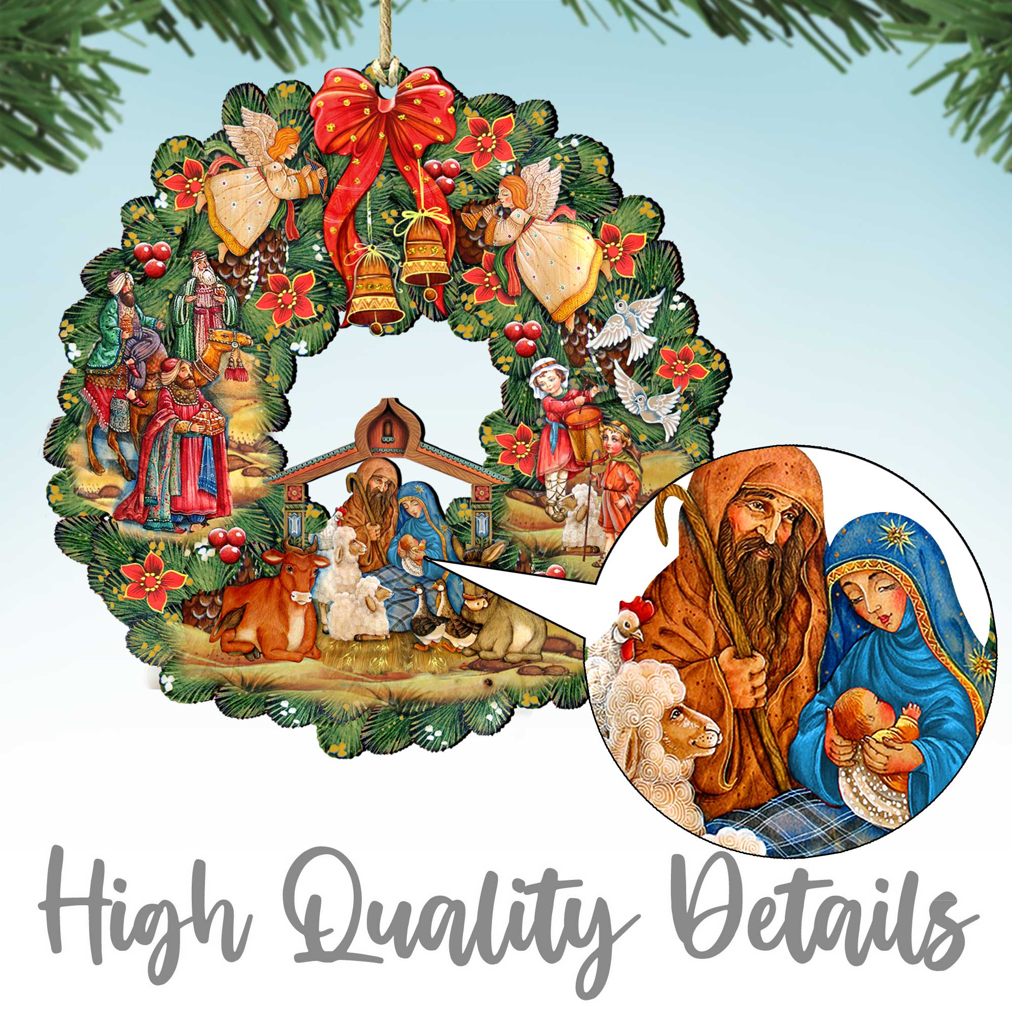 St. Nick's Gift Wooden Ornaments by G. Debrekht - Christmas Santa Snowman Decor - 8691410