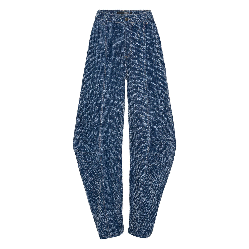 Rotate Blue Trousers - High-Waisted Trousers Women