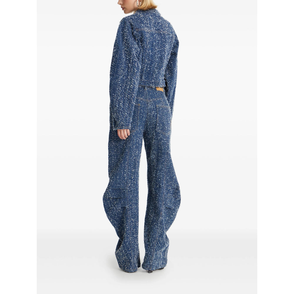 Rotate Blue Trousers - High-Waisted Trousers Women