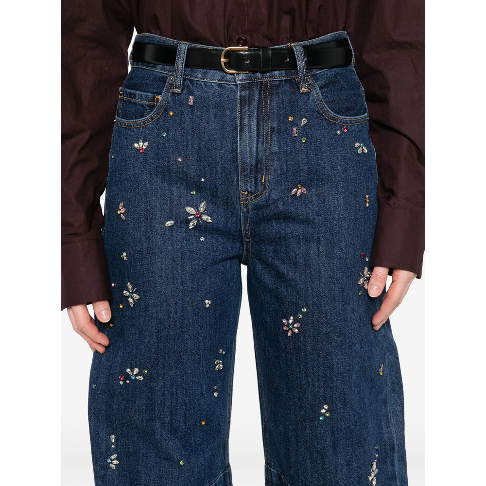 Self-Portrait Blue Denim - Wide-Leg Jeans Women