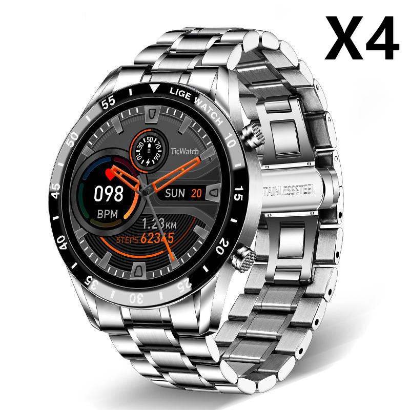 LIGE Men Smart Watch Sports Fitness Tracker Bluetooth Calls Voice Chat Heart Rate Monitor for iPhone iOS Android