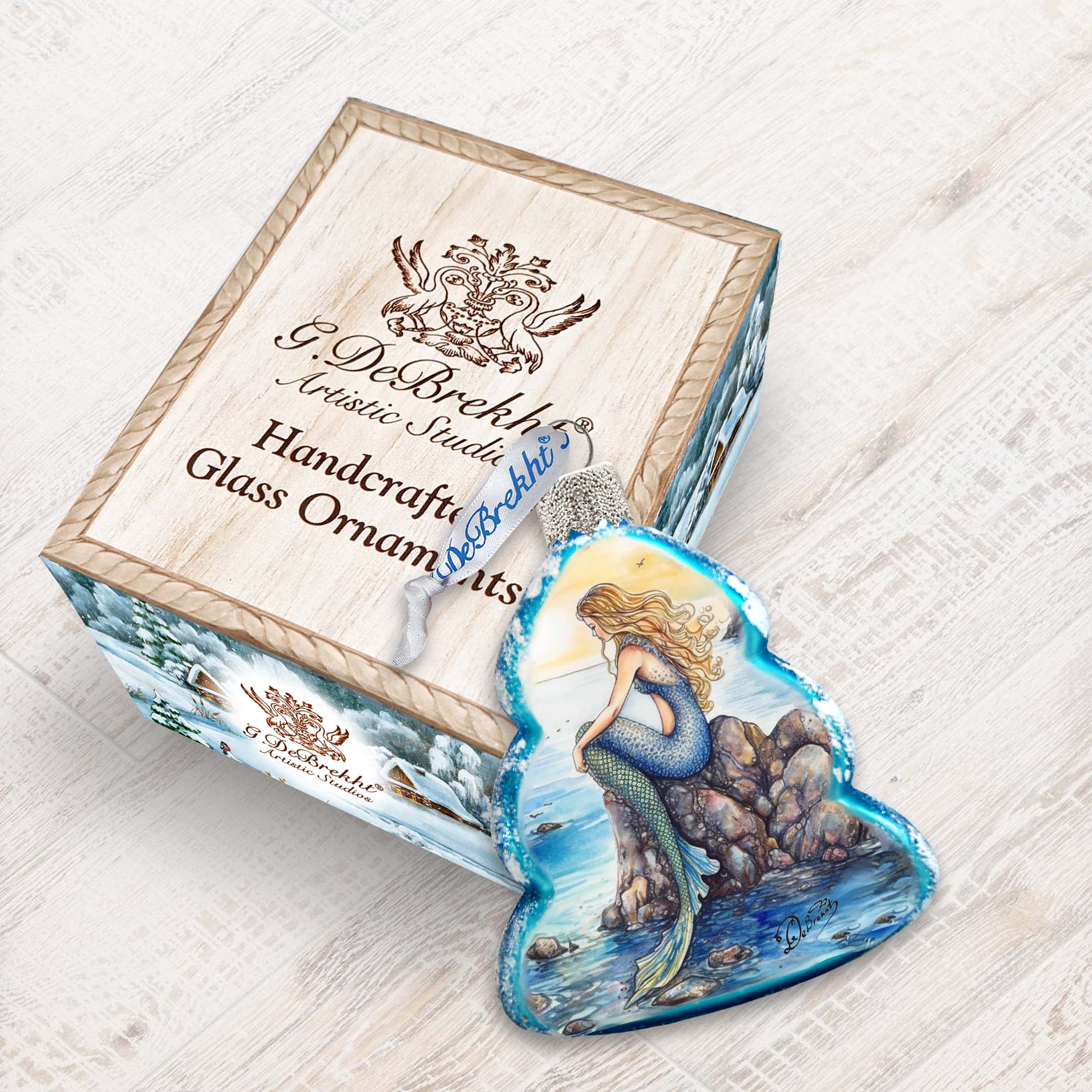 Beach House Decor - Mermaid Keepsake Glass Ornaments by G. Debrekht - Coastal Holiday Decor - 777400