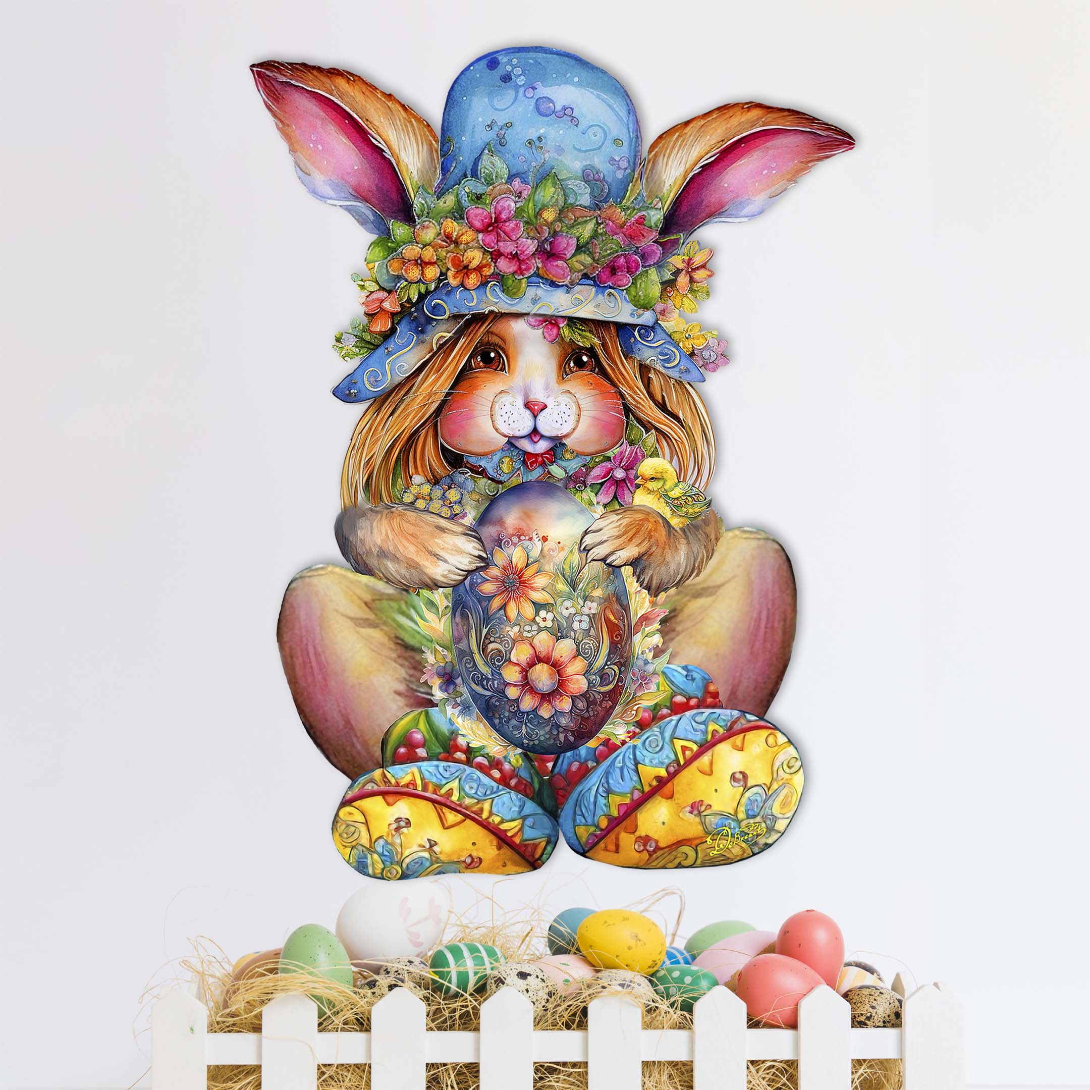 Easter Bunny Girl Holiday Door Decor by G. Debrekht - Easter Spring Decor - 8652765H