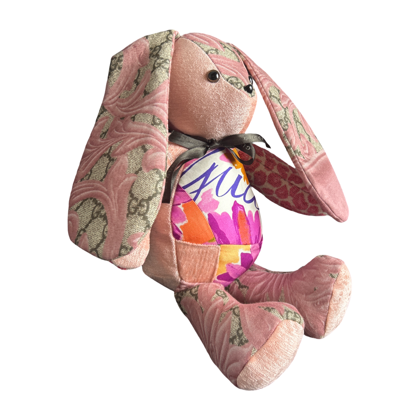 GG Logo Vintage Silk Scarf Patchwork Bunny