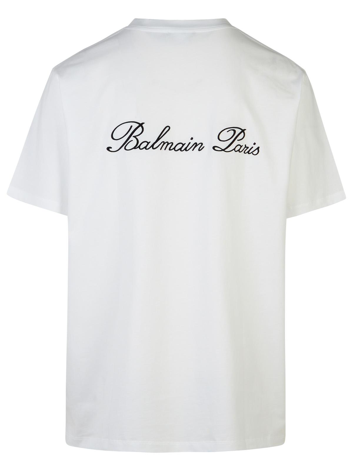 Balmain 'Signature' White Cotton T-Shirt Men