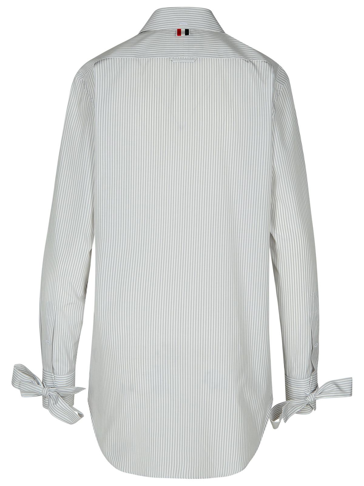 Thom Browne Long Shirt In Grey Silk Blend Women