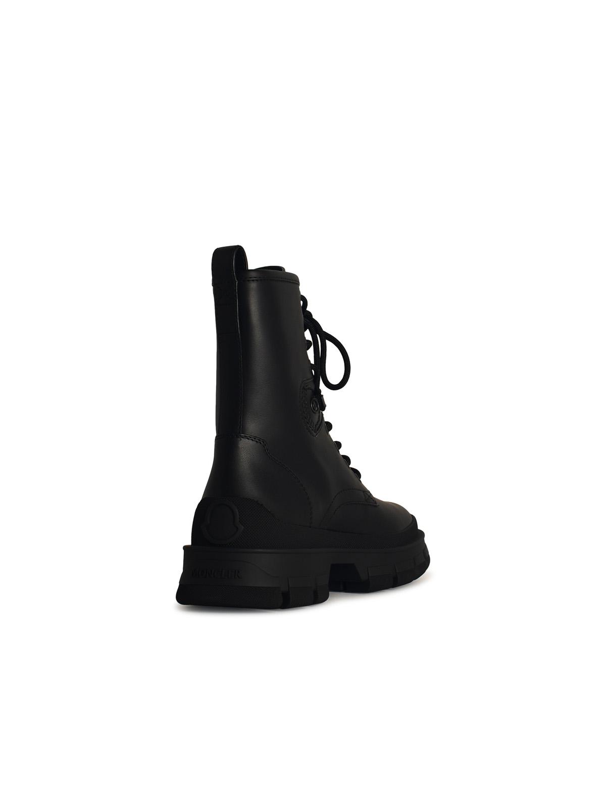 Moncler 'Hevea' Black Matte Leather Ankle Boots Women