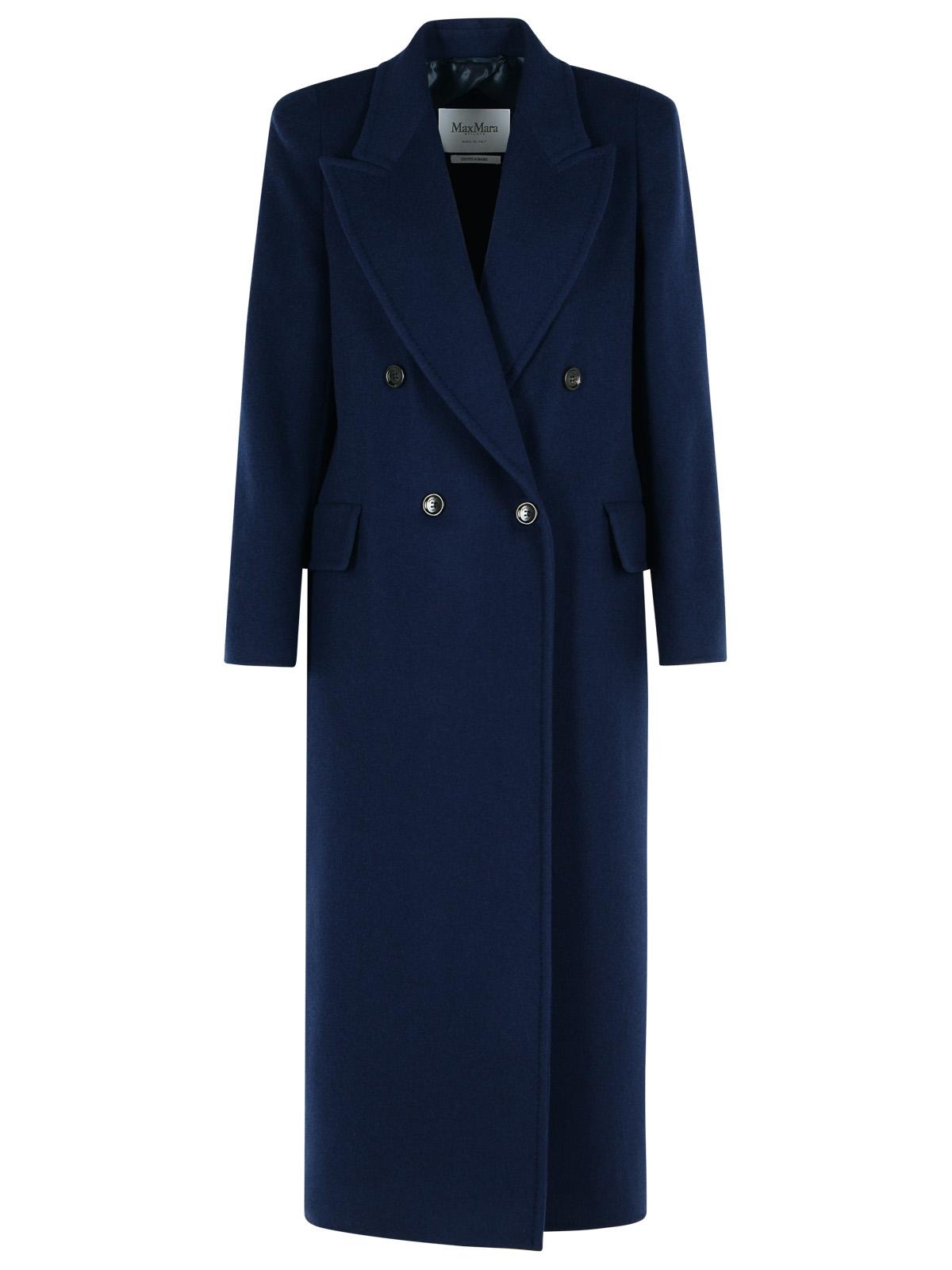 Max Mara 'Albania' Blue Virgin Wool Blend Coat Women