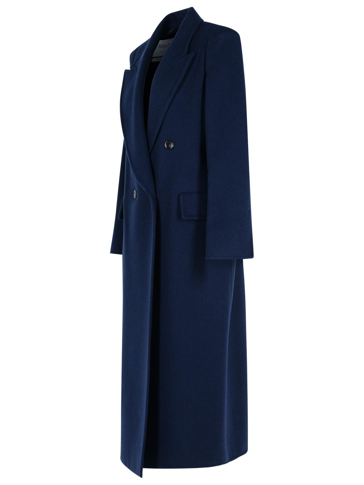 Max Mara 'Albania' Blue Virgin Wool Blend Coat Women