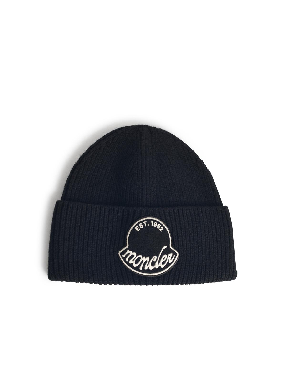 Moncler Black Virgin Wool Beanie Men