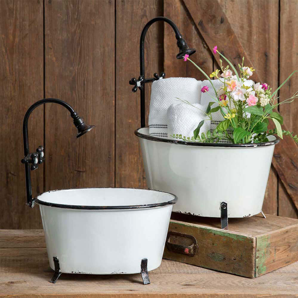 Antique Bathtub Storage Containers (Set of 2)