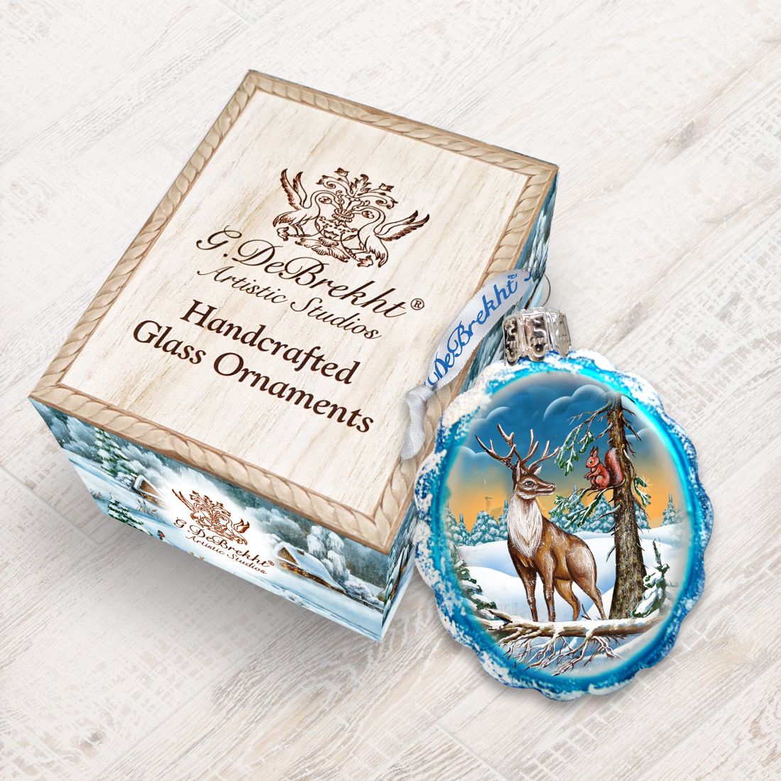 Deer and Friend Mercury Glass Ornament by G. DeBrekht - Wildlife Holiday Décor - 771013