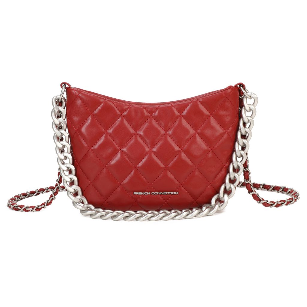 French Connection Eliza Diamond Quilted Metallic Chain Crossbody by Steals
