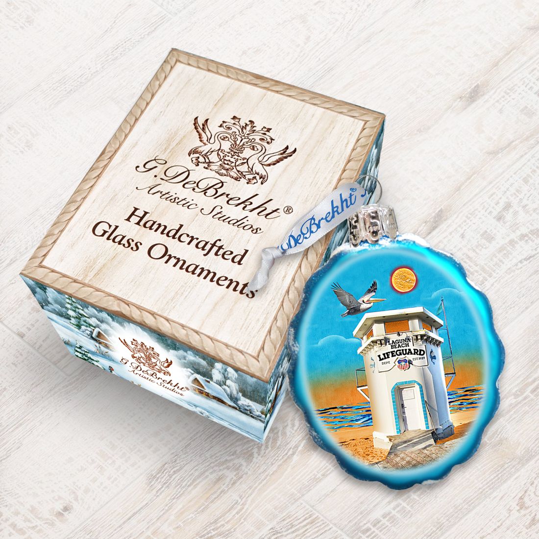 Laguna Beach Tower Mercury Glass Ornament by G. DeBrekht - Coastal Holiday Décor - 777557