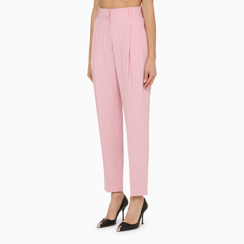 Alexander Mcqueen Pink Regular Trousers With Pleats Women