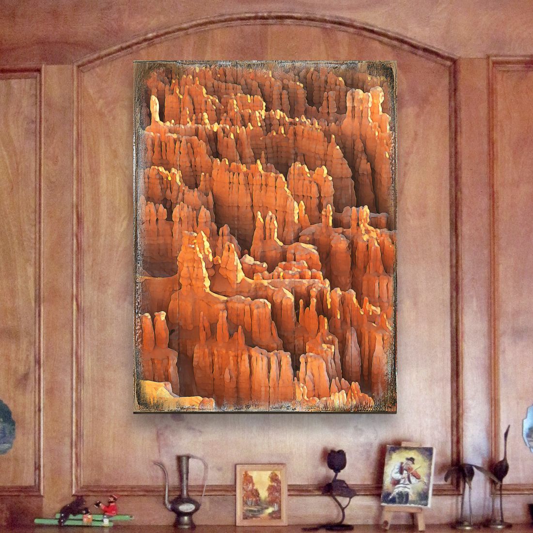 Rocky Mountain Side Wooden Wall Art by Nature Wonders - Nature Wildlife Decor - 95285B